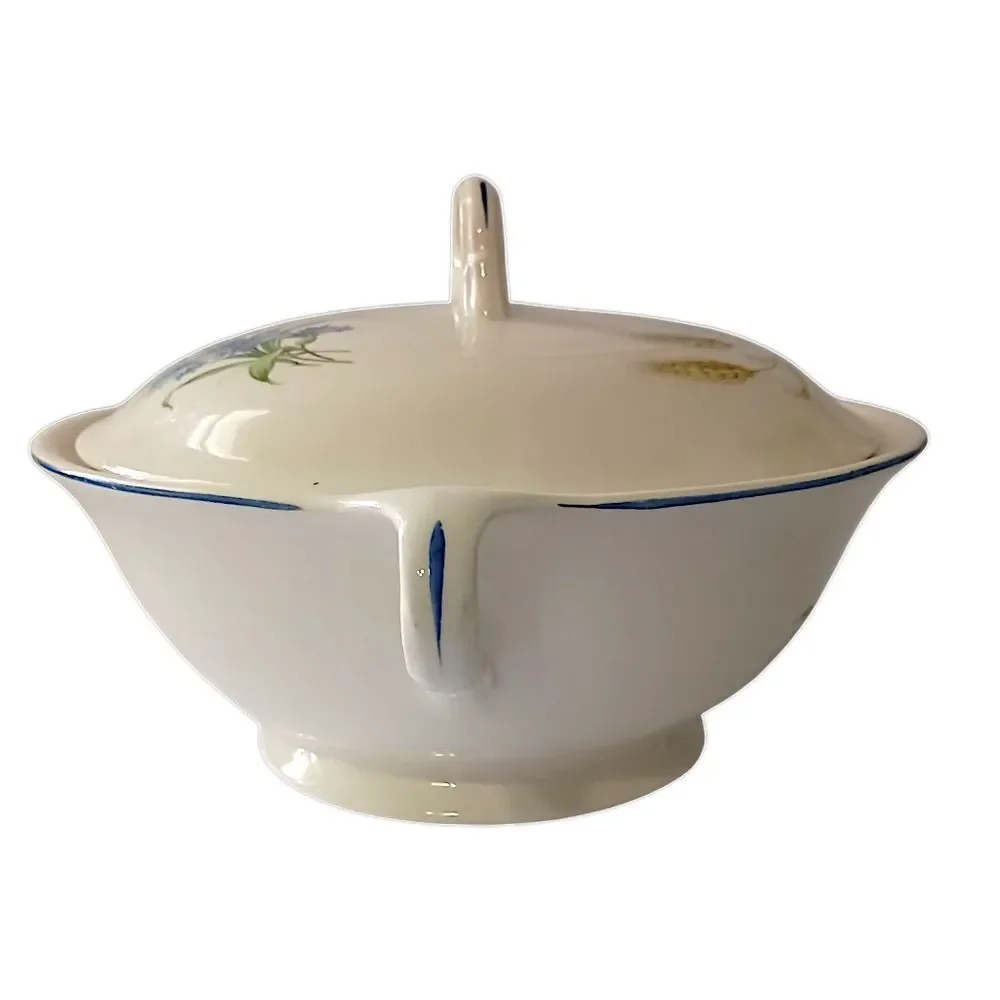 Candle Light American Limoges Covered‎ Vegetable Dish Bowl Golden Wheat Vintage
